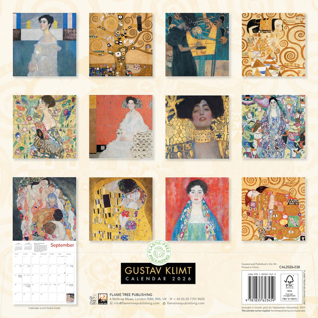 Flame Tree Gustav Klimt Kalender 2026