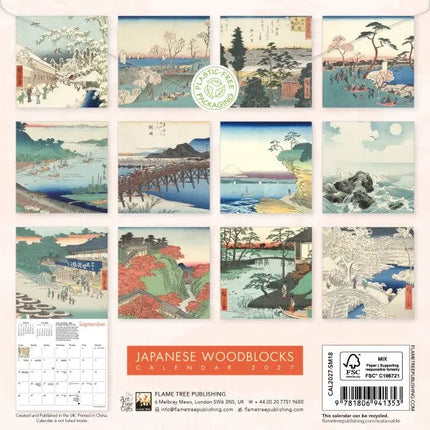 Flame Tree Japanese Woodblocks Kalender 2027 Mini