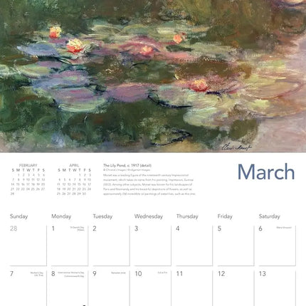 Flame Tree Monet's Waterlilies Kalender 2027