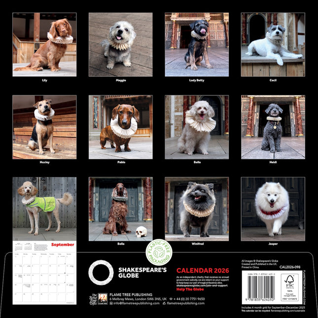Flame Tree Shakespeare's Globe: Dogs in Ruffs Kalender 2026