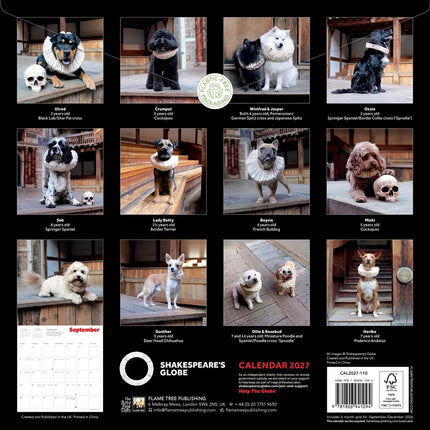 Flame Tree Shakespeare's Globe: Dogs in Ruffs Kalender 2027