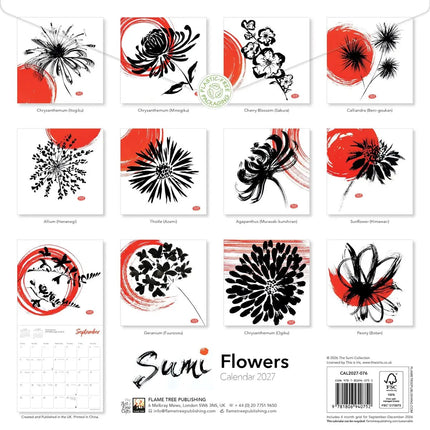 Flame Tree Sumi Flowers Kalender 2027