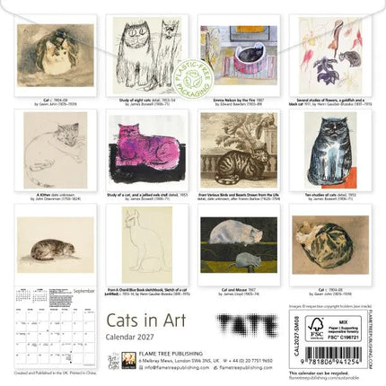 Flame Tree Tate: Cats in Art Kalender 2027 Mini