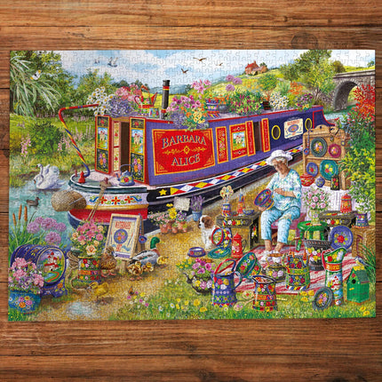 Gibsons Canal Boat Blooms Puzzel 1000 Stukjes