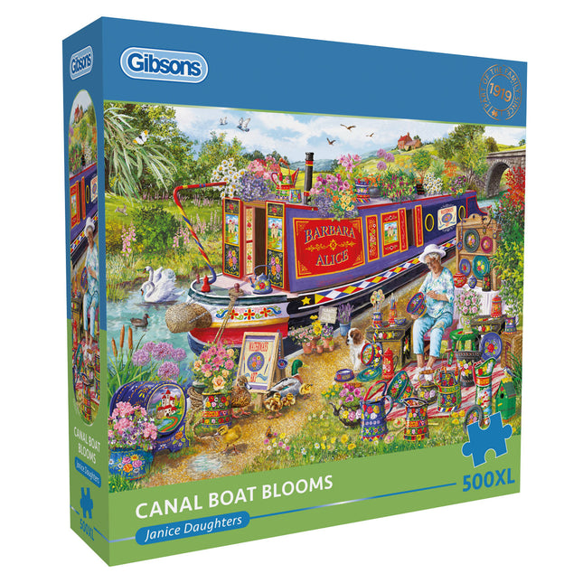 Gibsons Canal Boat Blooms Puzzel 500XL Stukjes