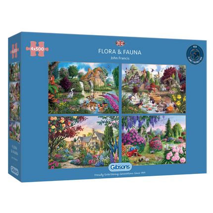 Gibsons Flora & Fauna Puzzel 4x 500 Stukjes