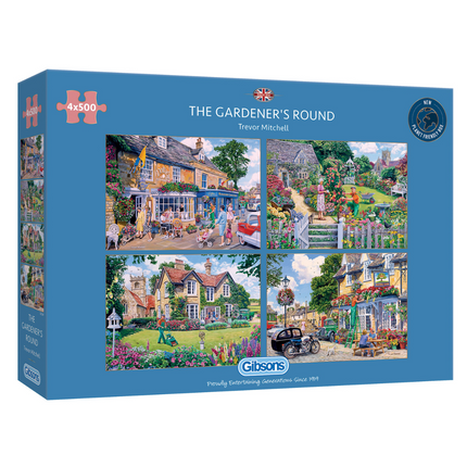 Gibsons The Gardener's Round Puzzel 4x 500 Stukjes