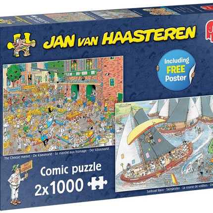Jan van Haasteren Jan van Haasteren – De Kaasmarkt & Skûtsjesilen Puzzel 2x 1000 Stukjes