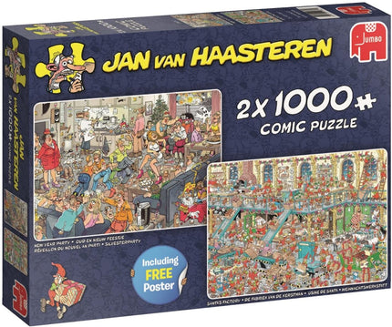 Jan van Haasteren Jan van Haasteren - Fijne Feestdagen Puzzel 2x 1000 Stukjes