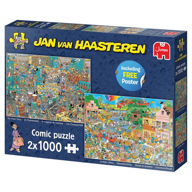 Jan van Haasteren Jan van Haasteren – Muziekwinkel en Vakantiekriebels Puzzel 2x 1000 Stukjes