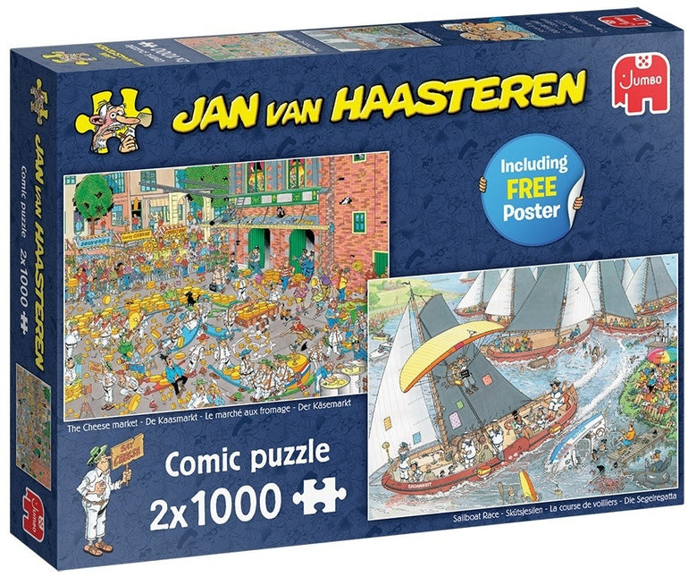 Jumbo Jan van Haasteren – De Kaasmarkt & Skûtsjesilen Puzzel 2x 1000 Stukjes