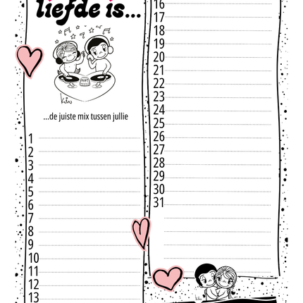 kalenderwinkel Liefde is.... verjaardagskalender