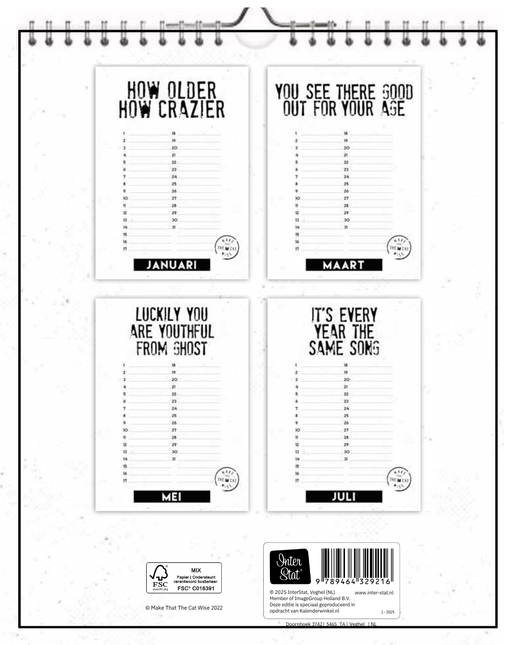kalenderwinkel Make That the Cat Wise Verjaardagskalender A5