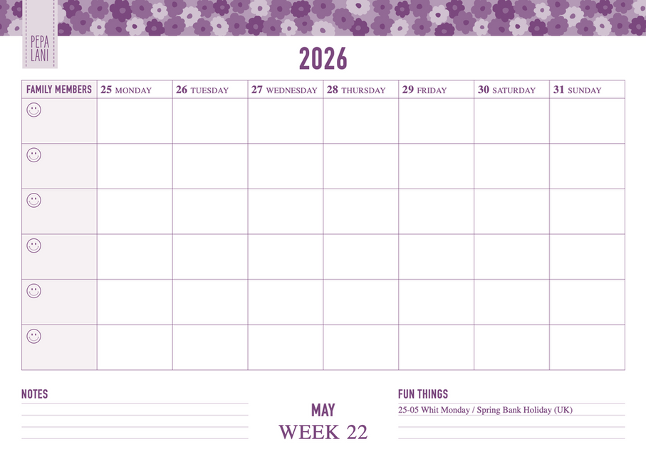Kitch Kitchen Pepa Lani Family Planner 2026 Coloured Zebra