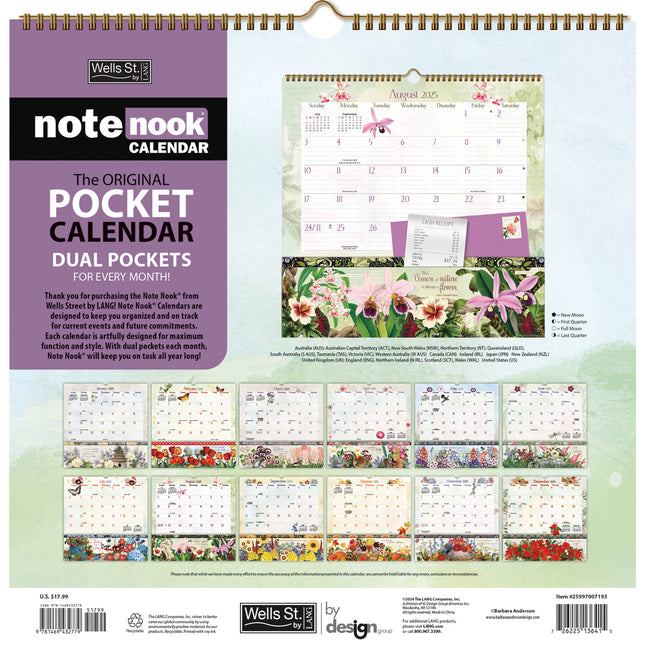 LANG Botanical Gardens Pocket Note Nook Kalender 2025