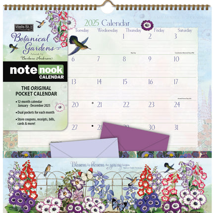 LANG Botanical Gardens Pocket Note Nook Kalender 2025