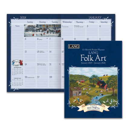 LANG Folk Art Pocket Agenda 2025