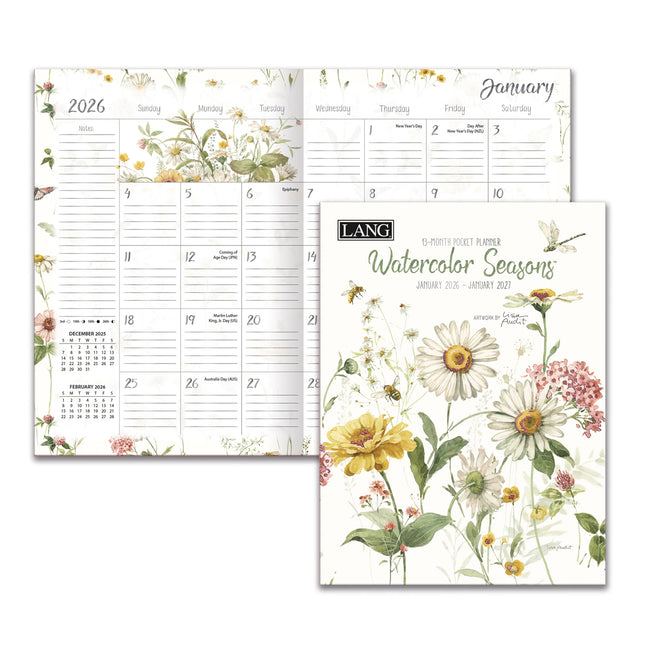 LANG Watercolor Seasons Zakagenda 2026
