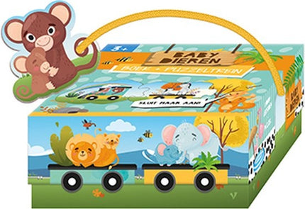Lantaarn Puzzeltrein en Voorleesboek Babydieren