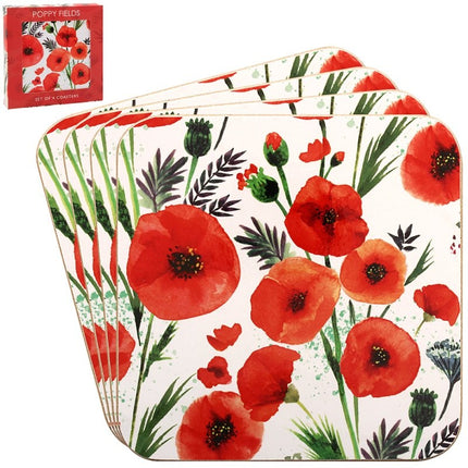 Leonardo Lesser & Pavey Poppy Onderzetters – Set van 4 Stuks
