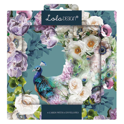 lola design Kaartenmapje Lola Everyday Peacock, 6 Stuks met Enveloppen
