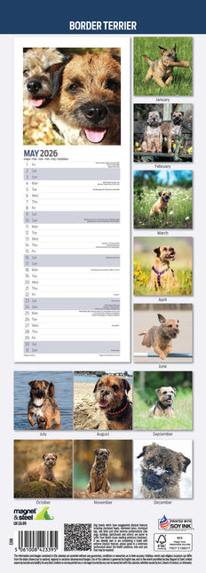 Magnet & Steel Border Terrier Kalender 2026 Slimline
