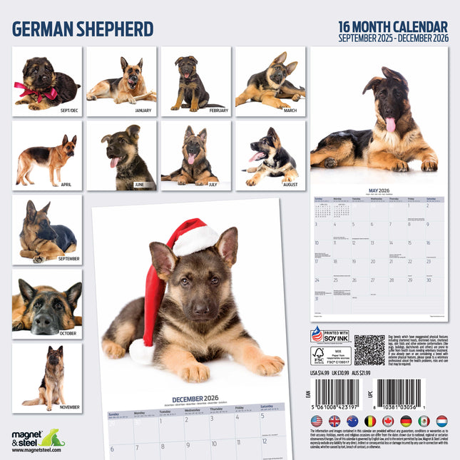 Magnet & Steel Duitse Herder Modern Kalender 2026
