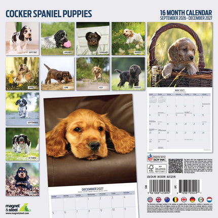 Magnet & Steel Engelse Cocker Spaniel Puppies Kalender 2027