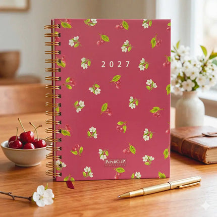 Paperclip Bureau Agenda Cherries Pattern 2027 – Paperclip