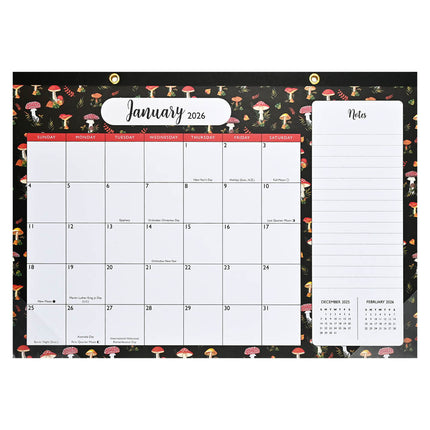 Peter Pauper Desk Pad Kalendar 2026 Mushrooms