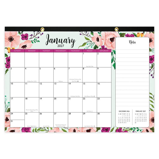 Peter Pauper Desk Pad Kalendar 2027 Floral
