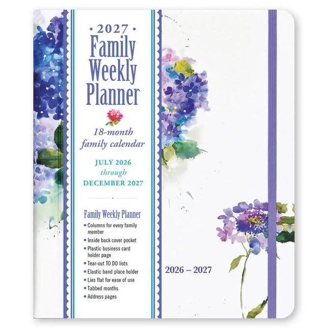 Peter Pauper Family Weekly planner Hydrangeas (18-mnds) 2027
