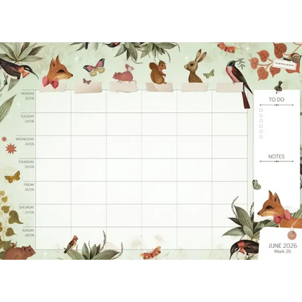 Pimpelmees Pimpelmees Family Planner 18 maanden 2026-2027 Fox Peony