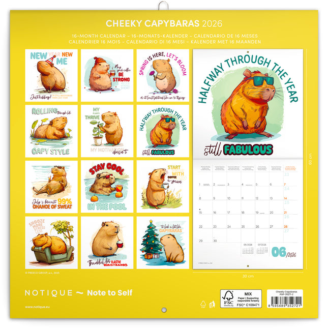 Presco Grappige Capibara Kalender 2026