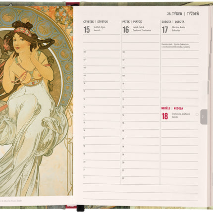 Presco Magnetische Weekplanner Alphonse Mucha 2027