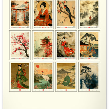 Presco Vintage Posters -Japanse Kunst Kalender 2026 Groot