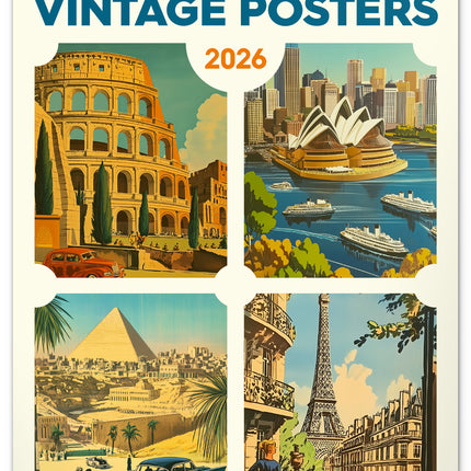 Presco Vintage Posters -Steden Kalender 2026 Groot