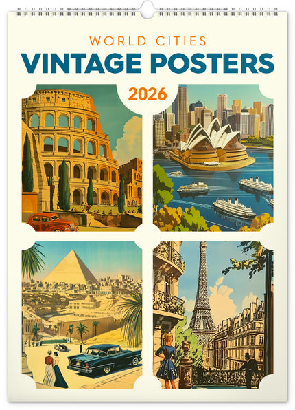 Presco Vintage Posters -Steden Kalender 2026 Groot