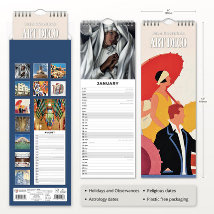 Red Robin Art Deco Slimline Kalender 2026