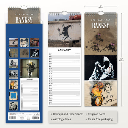 Red Robin Banksy Slimline Kalender 2026