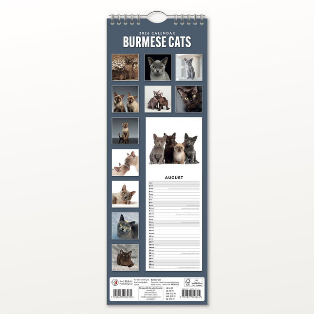 Red Robin Burmees Slimline Kalender 2026