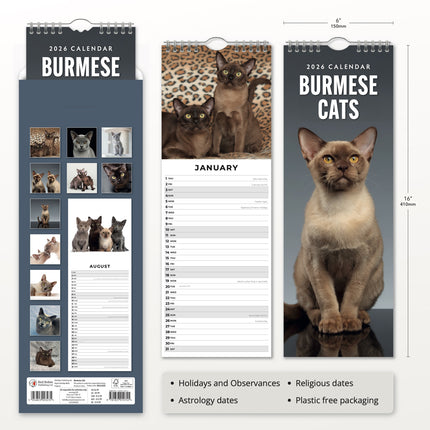 Red Robin Burmees Slimline Kalender 2026
