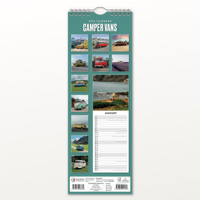 Red Robin Camper Vans Slimline Kalender 2026