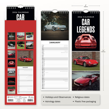 Red Robin Car Legends Slimline Kalender 2026