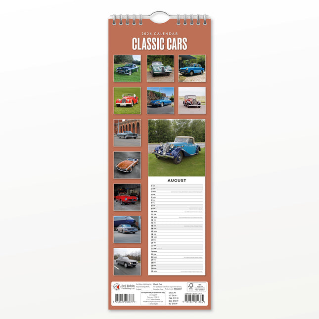 Red Robin Classic Cars Slimline Kalender 2026