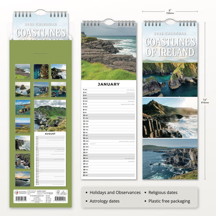 Red Robin Coastlines of Ireland Slimline Kalender 2026