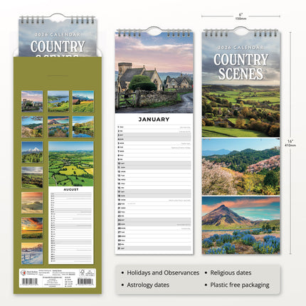 Red Robin Country Scenes Slimline Kalender 2026