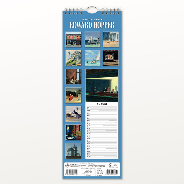 Red Robin Edward Hopper Slimline Kalender 2026