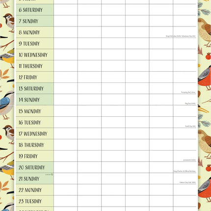 Red Robin Family Organiser Birdsong 2026