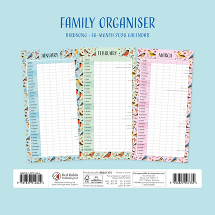 Red Robin Family Organiser Birdsong 2026